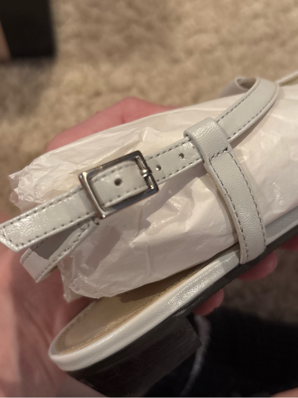 NWT New Talbots Women’s Ankle Strap Flat Sandals White Leather Shoes Size 6.5 W - Picture 5 of 7